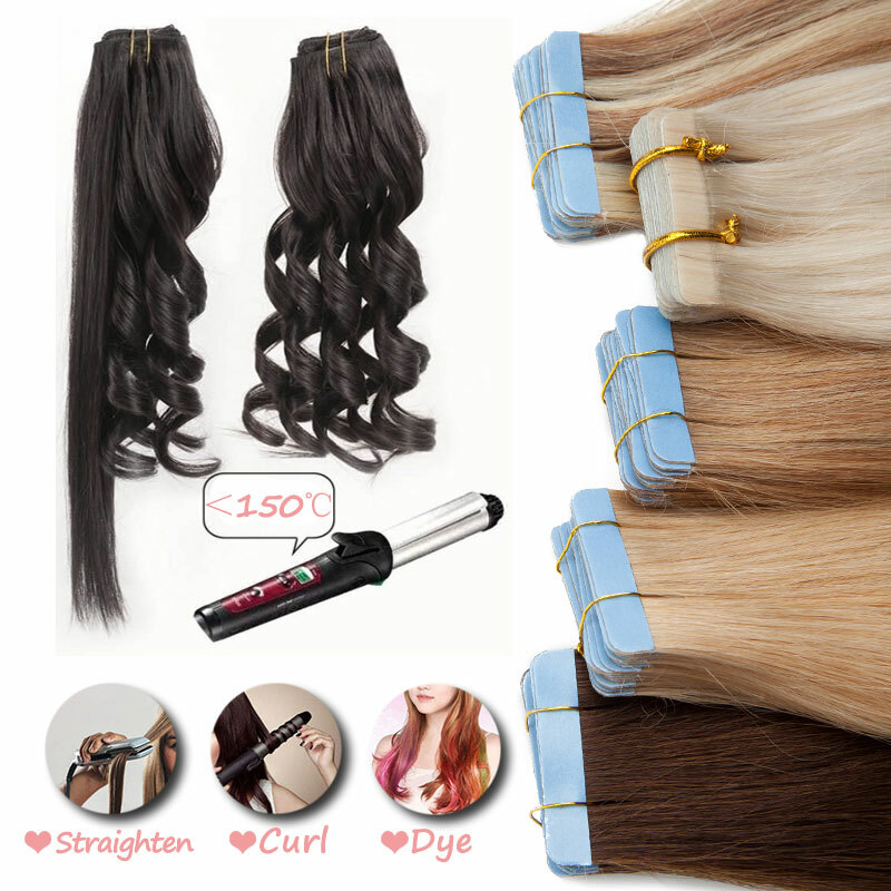 Thick 20-60pcs Tape In Remy Human Hair Extensions Skin Weft FULL HEAD BALAYAGE w