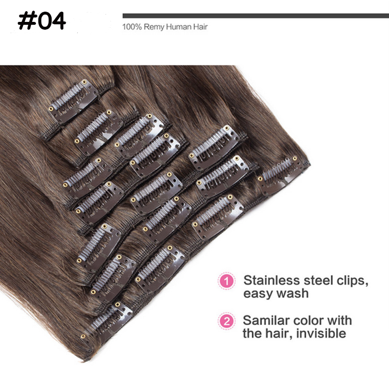 US Real Clip In 100% Remy Human Hair Extensions Full Head Highlight 18″20″22″24″