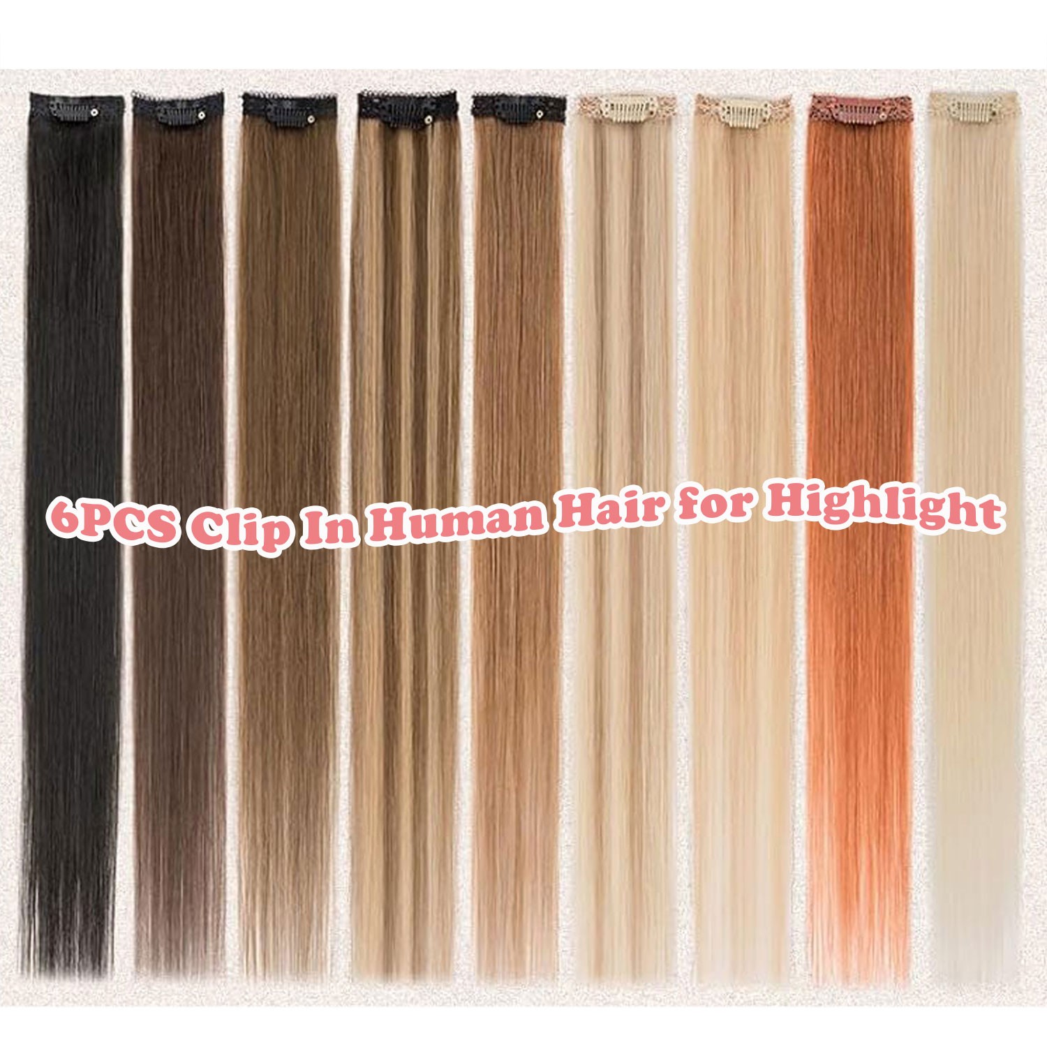 Lace Weft 6Pieces Clip in 100% Remy Human Hair Extensions Real Hair Half Head US
