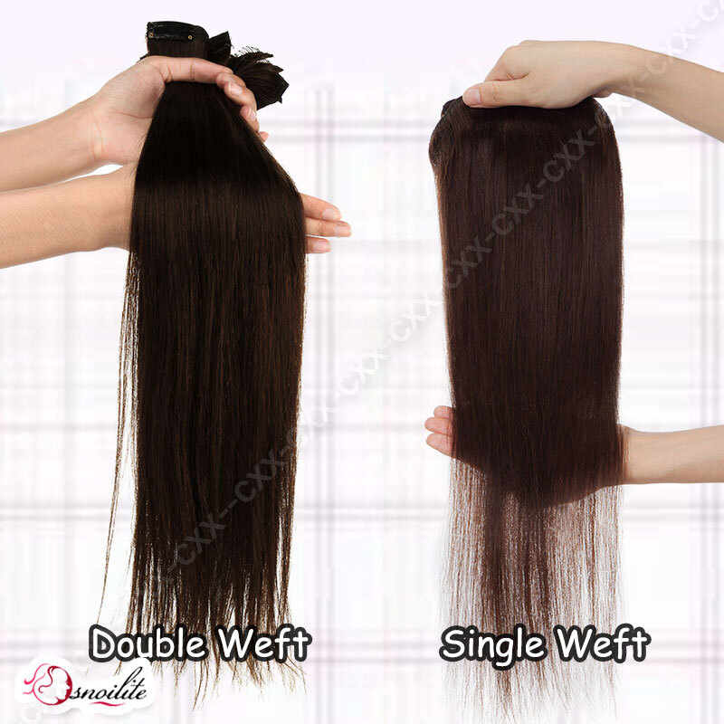 Extra Thick Double Weft Clip In Weave Remy Human Hair Extensions Full Head Brown