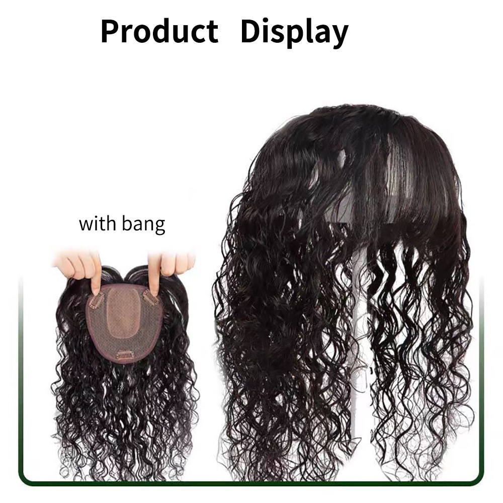 Soft 100% Human Hair Toupee Curly Hair Topper Top Clip in Hair Pieces for Women