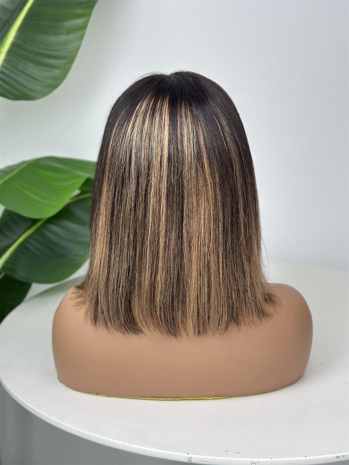 Pre-cut Lace 10inch Straight Bob With Bangs 4×4 Lace Closure Wig Human Hair