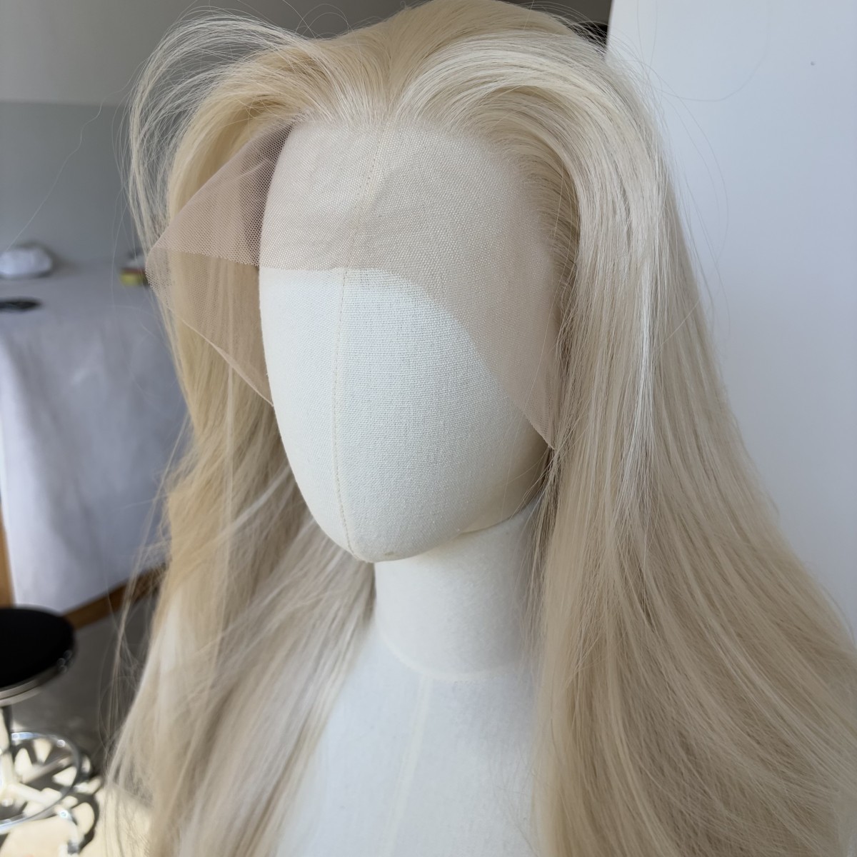 Synthetic Hair Lace Front Wigs Long Straight Women Natural Bleach blonde
