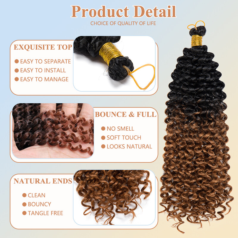 Natural Water Wave Crochet Braids Black Deep Curly Hair Extensions As Real Human