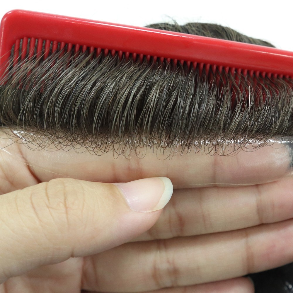 Ultra Thin Skin 0.02mm Toupee for Men Human Hair Replacement System Hairpiece #5