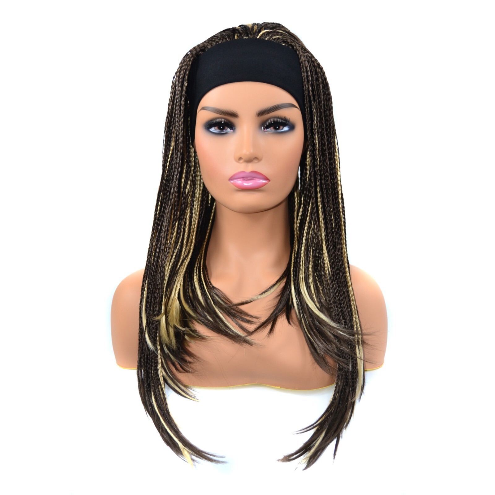 Box Braided Headband Wig for Black Women 18″ Synthetic Full Braids Wig Wrap Wig