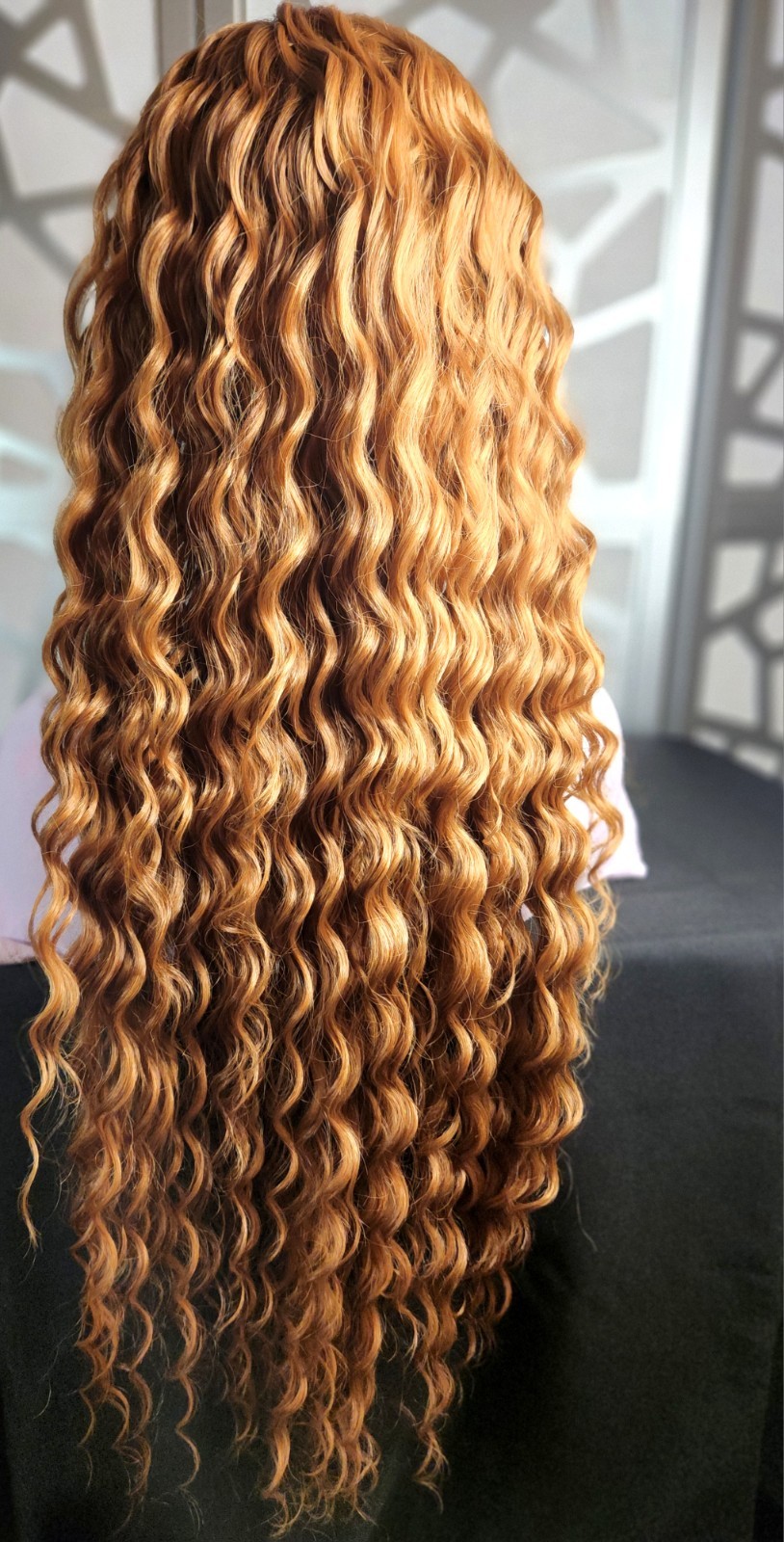 Strawberry Blonde Auburn Wig Curly Wig Lace Front Human Hair Blend Extra Long