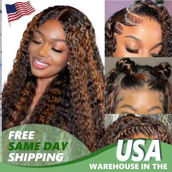 13×4 Water Wave 250% Density Ombre 1B/30 Transparent Lace Wigs Human Hair
