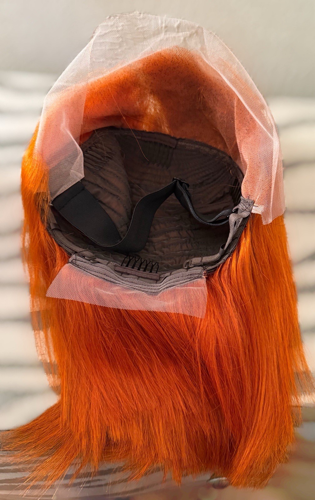 100% Human Hair,Bright Orange,12Inch Bob,Straight Style,Cosplay Or Just A Change