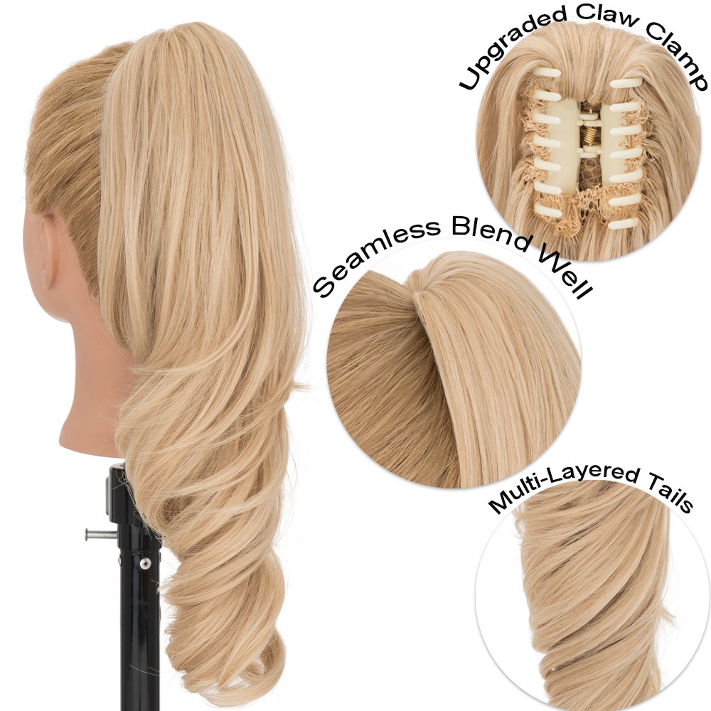 Claw Clip In Ponytail Clip On Pony Tail Hair Extensions for Women Wavy Long 18in