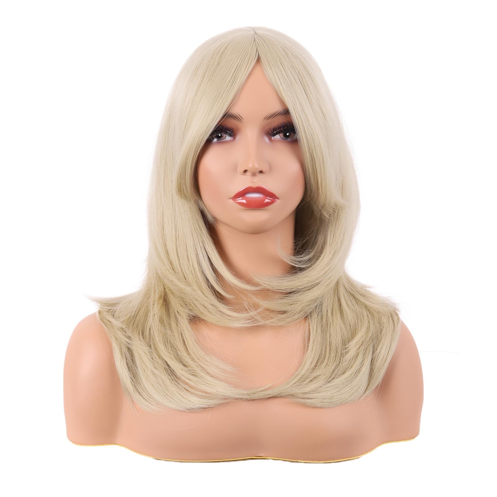 20 Inch/50 cm Long Layered With Bangs Straight Synthetic fiber Shoulder Lengt…