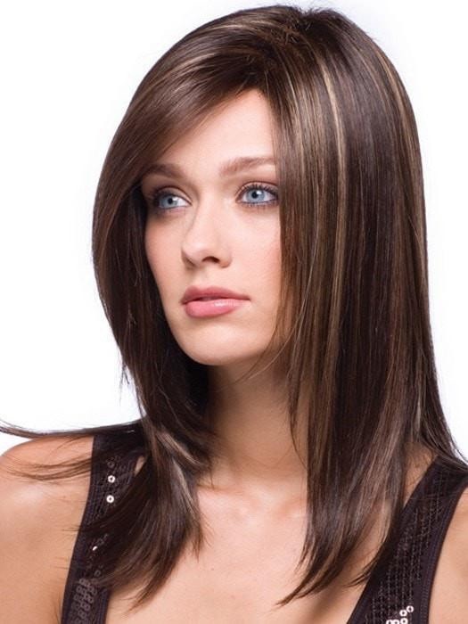 Rene of Paris Laine Wig Ginger Brown Straight Layered Side Part Basic Cap