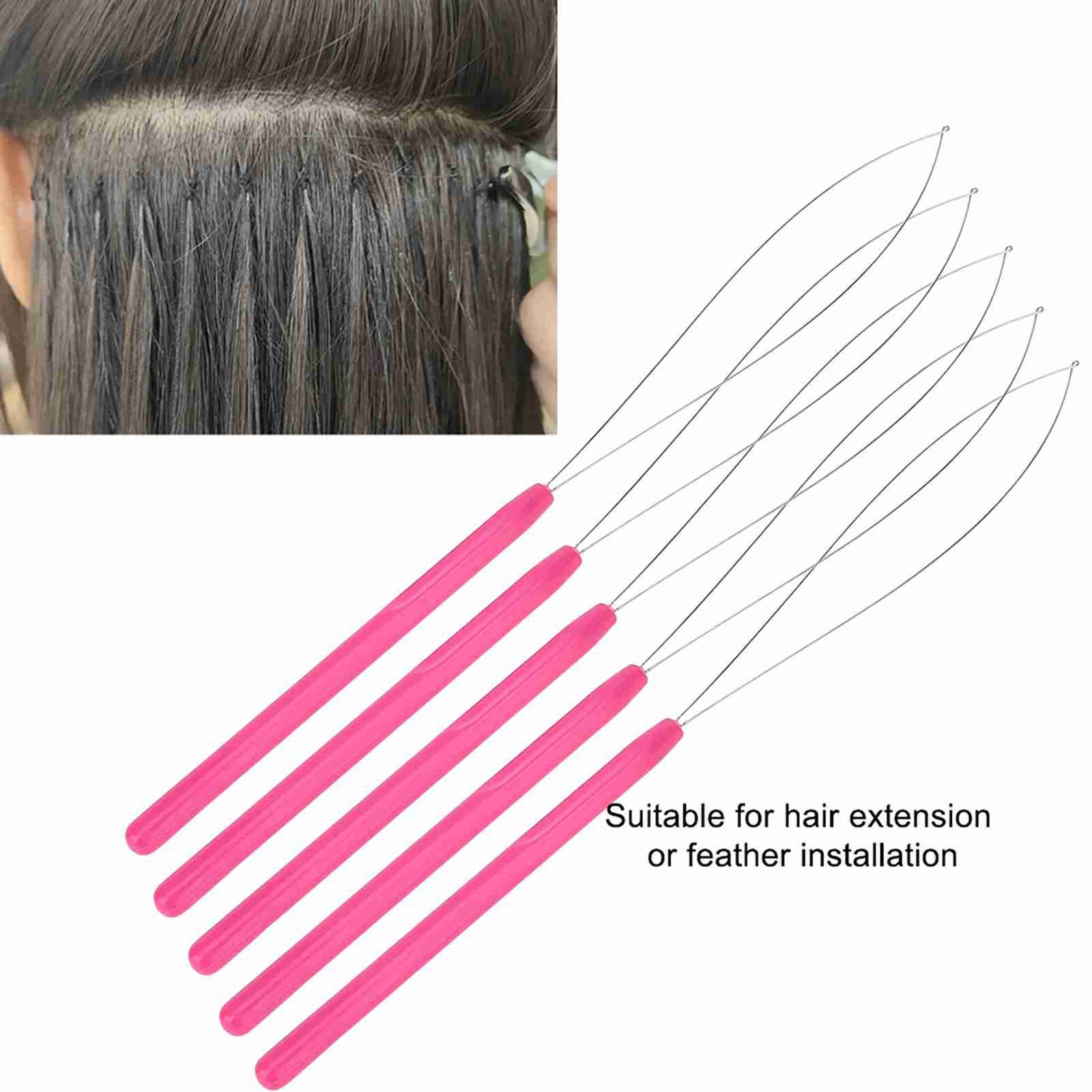 Plastic Handle Pulling Loop Needle Lightweight Hair Extension Tool For Easy