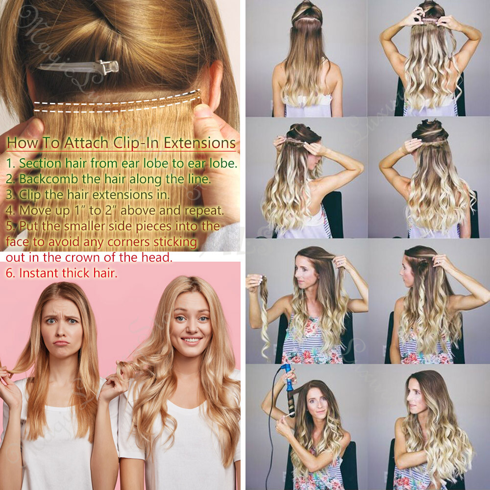 170G THICK Clip In Double Weft 100% Real Human Remy Hair Extensions Full Head