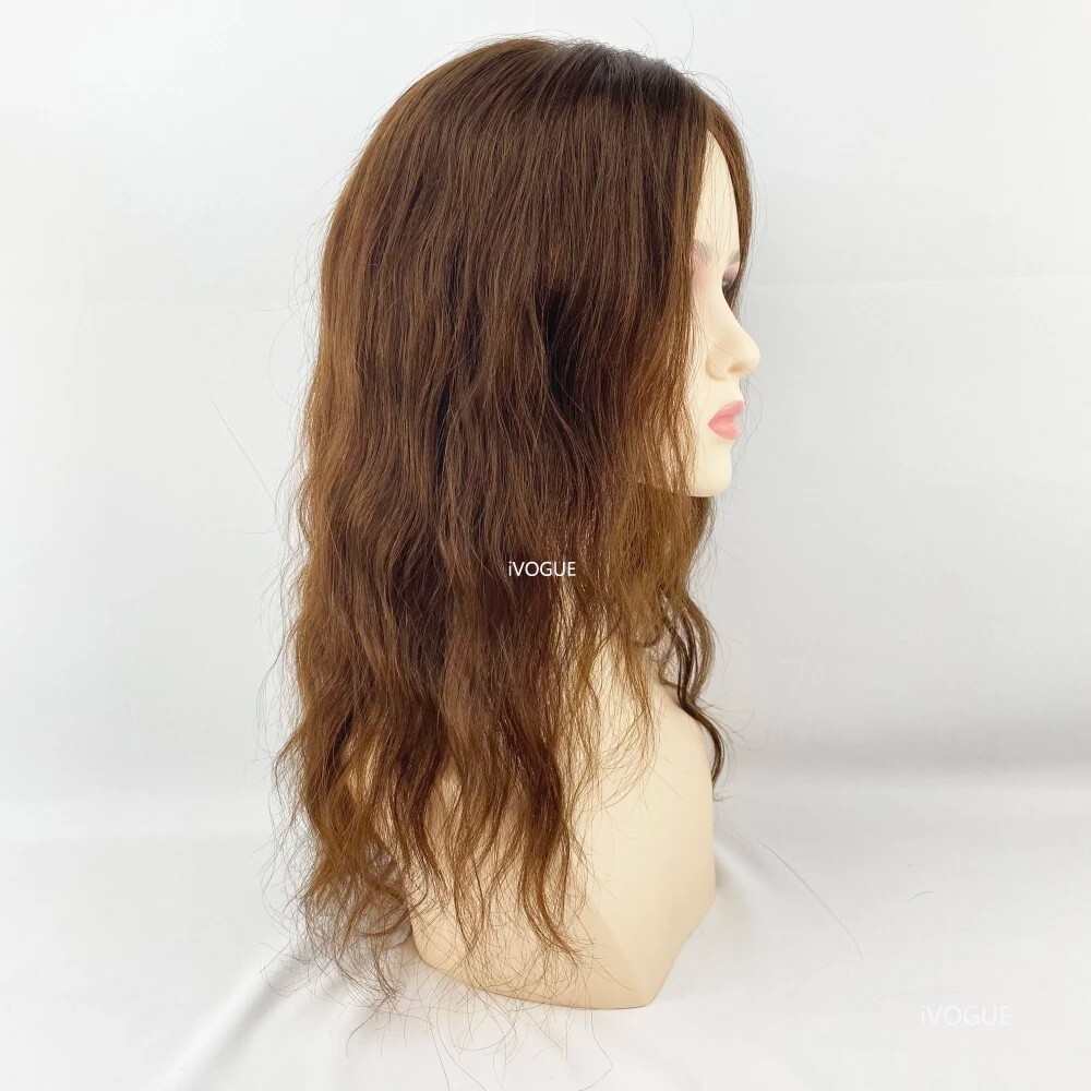 Dark Brown Silk Base Topper Human Hair Women Silk Top Hair Piece for Hair Loss