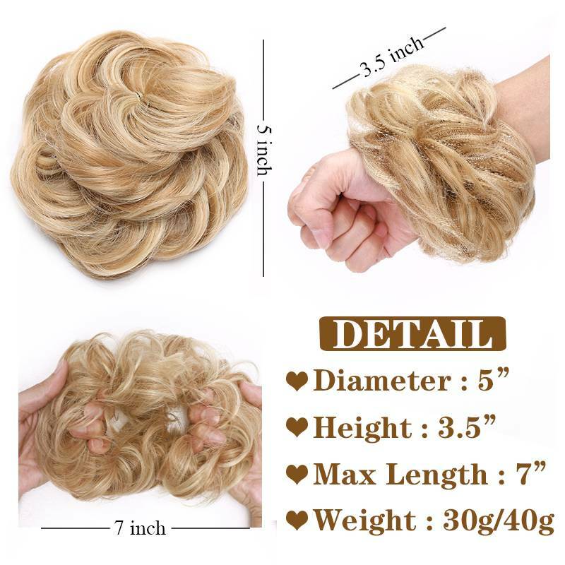 Natural Curly Messy Bun Hair Piece Scrunchie Updo Hair Extensions Real as Human