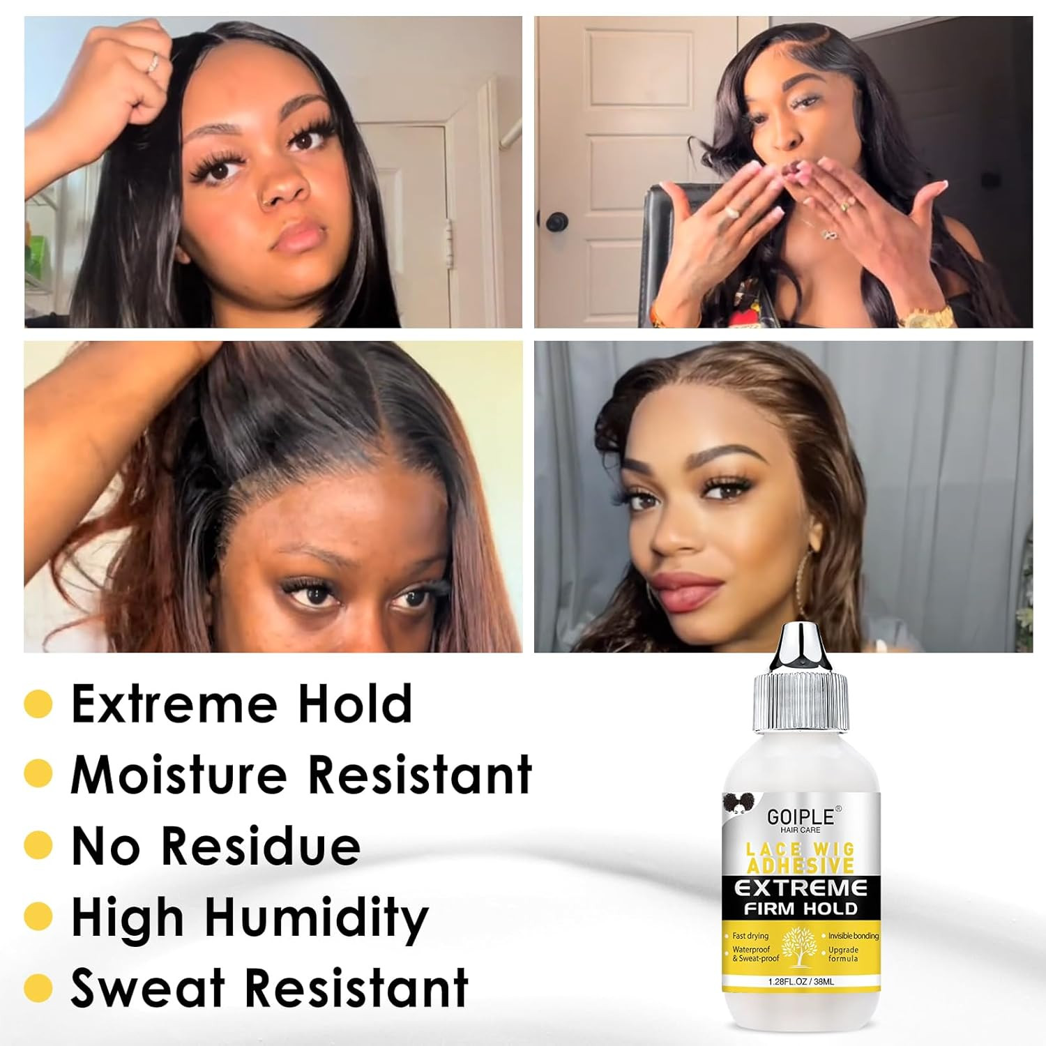 Goiple Wig Glue for Lace Front Wigs, Waterproof Lace Front Wig Glue for Wigs, St