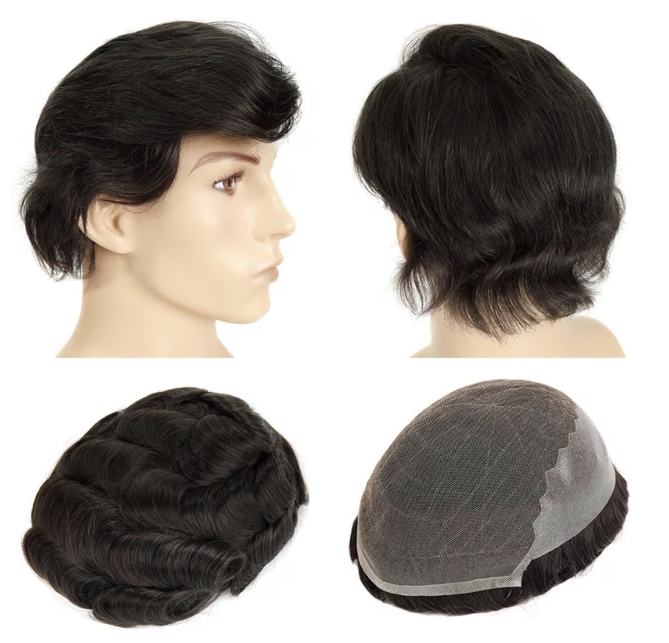 Swiss Lace Toupee #1B Natural Black