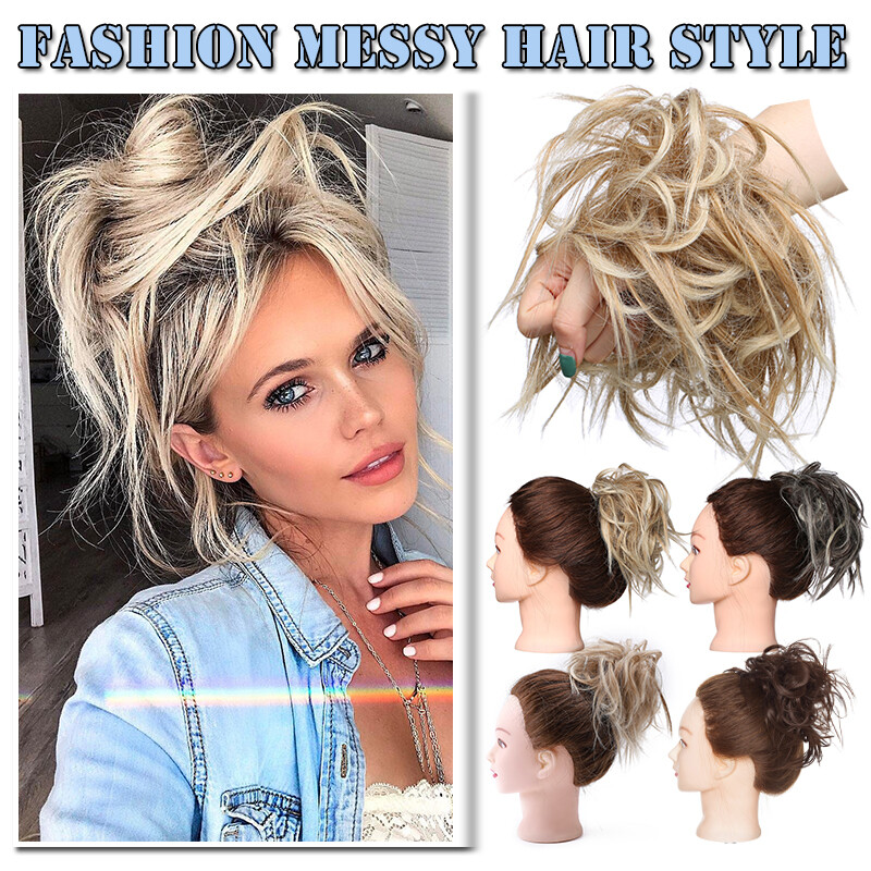 X-LARGE THICK Messy Bun Hair Piece Scrunchie Curly Wrap Hair Extensions as Human