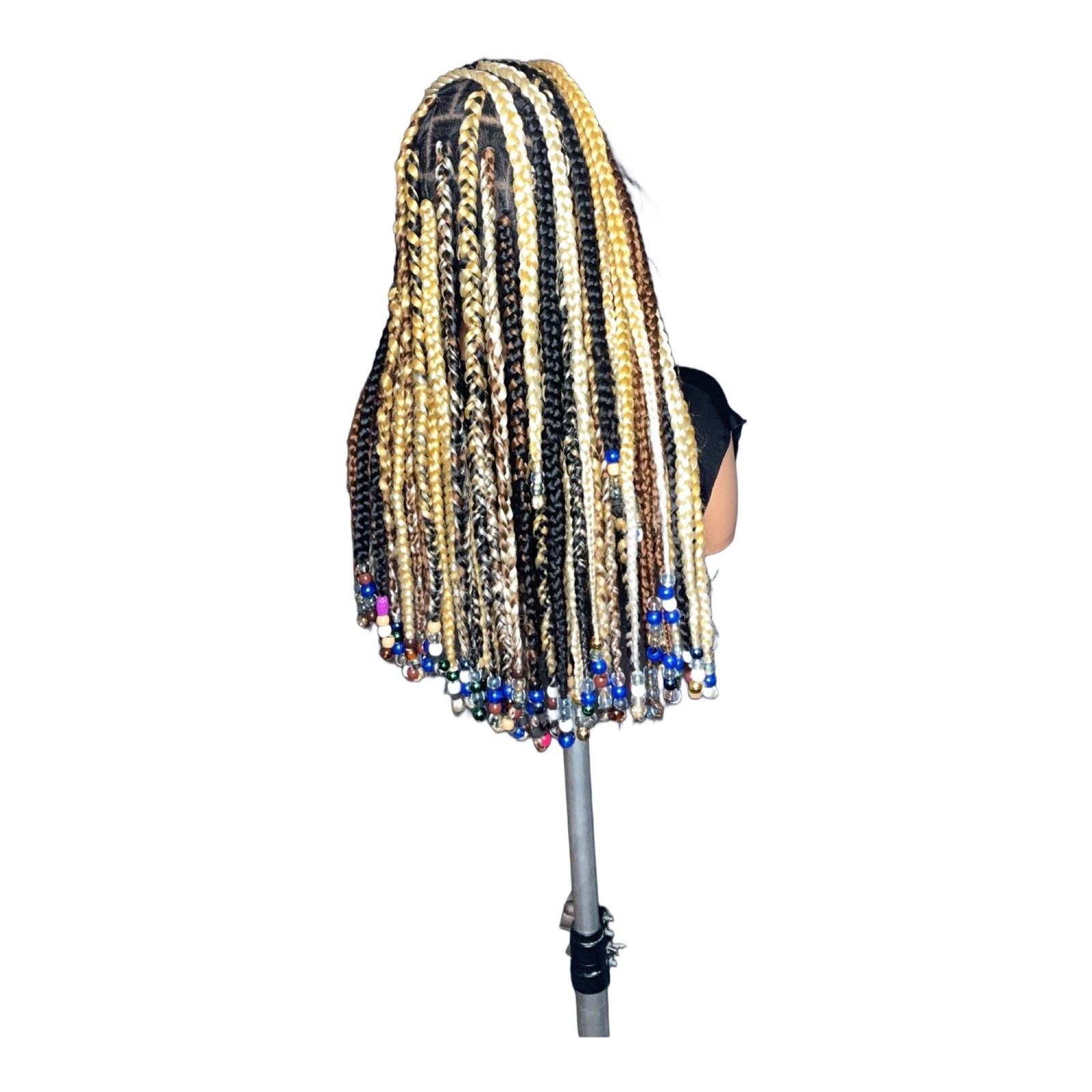 Women’s Synthetic Long Braided Wig Black/Blonde/Brown Beaded Classic Cap