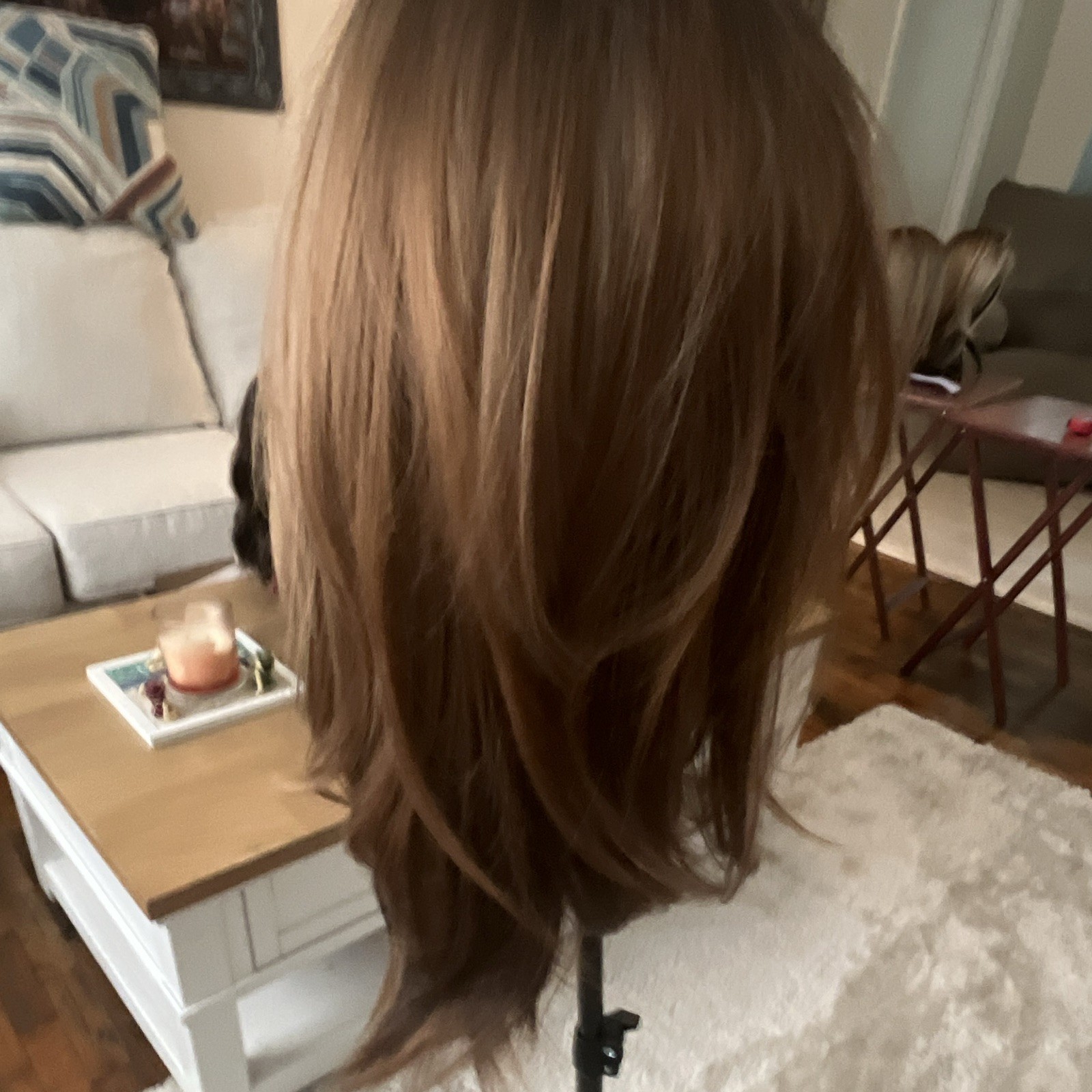 Women Straight Light/Medium Brown Wig with Bangs, Natural Theme