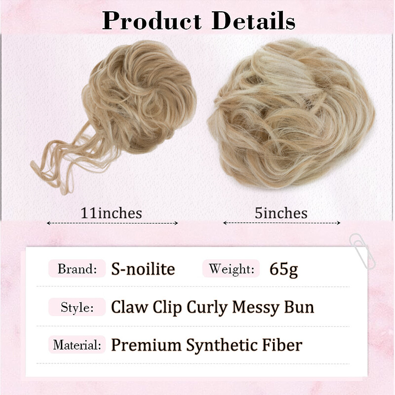Clip on in Messy Bun Curly Hair Piece Extensions Hair Wedding Claw Clip AS REAL