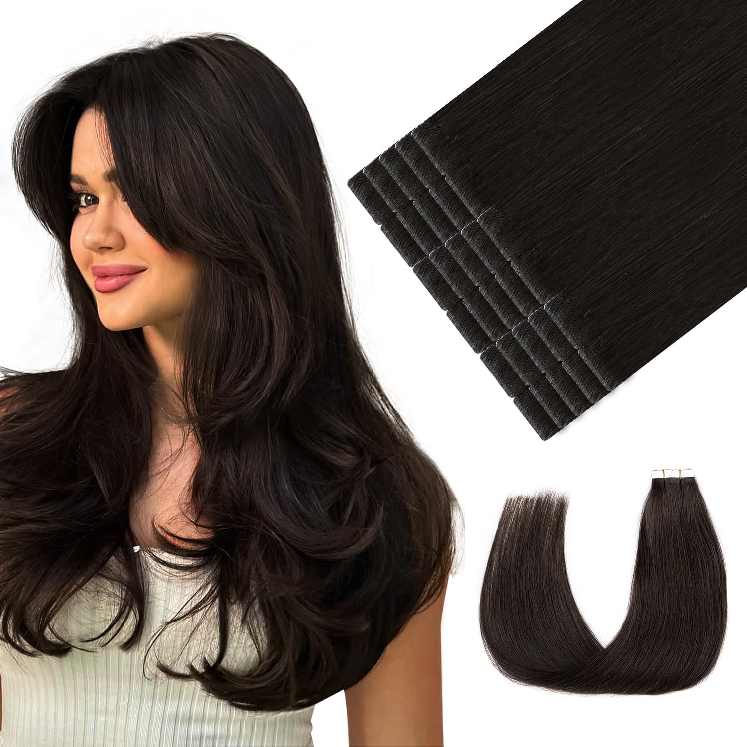 Youngsmile Injection Tape In Hair Extensions Human Hair 2 Dark Brown Invisi