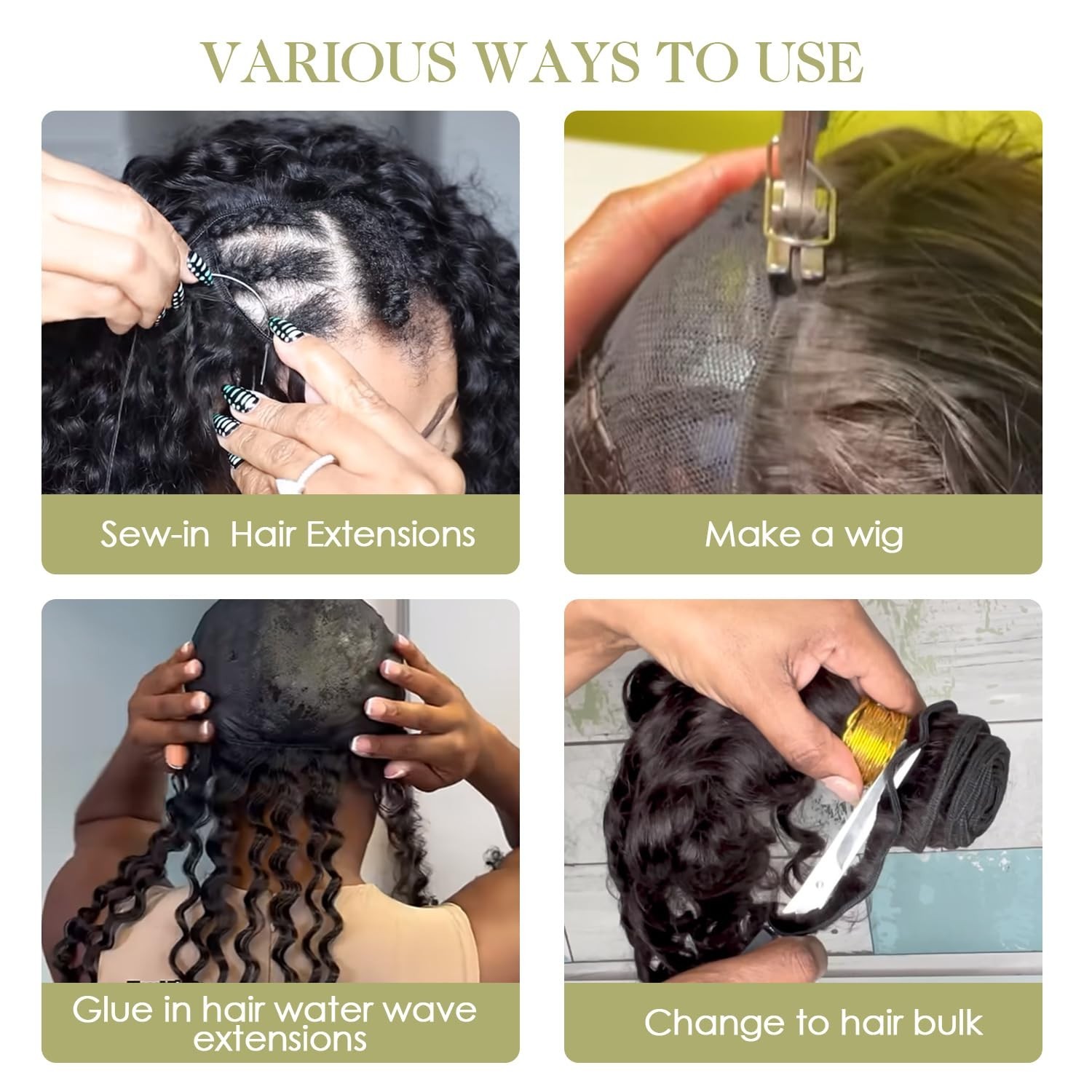 OLQZJZJ Burmese Curly Bundles 8 10 12 Inch Natural Black,100% Pure Protein Fiber