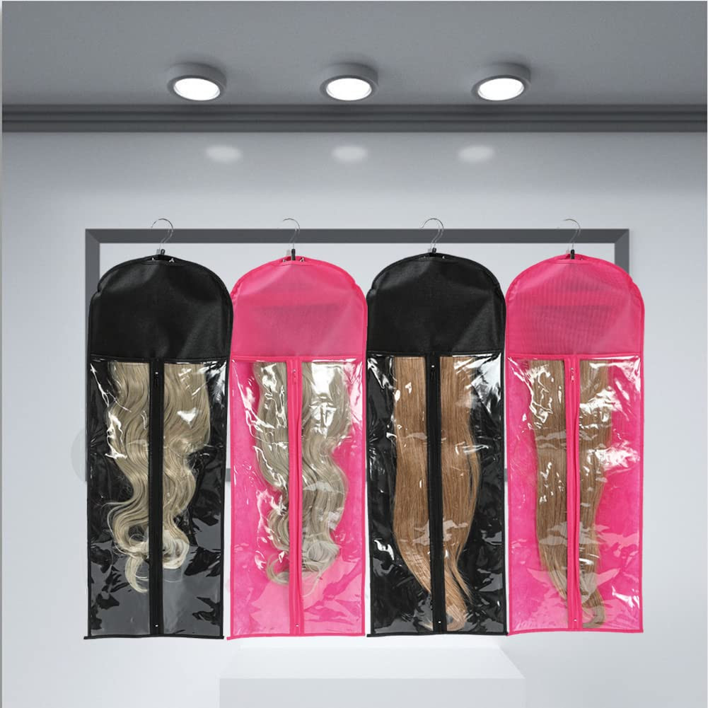 Hair Extension Holder, Extra Long Wig Storage Bag with Hanger for Multiple Wigs