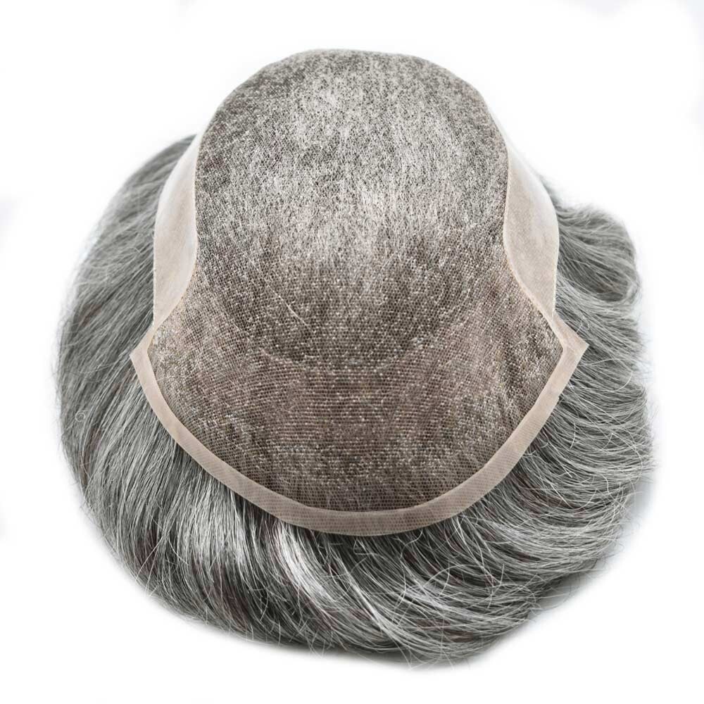 Mens Toupee Hairpiece French Lace Front Hair System Replacement Wig Unit for Men
