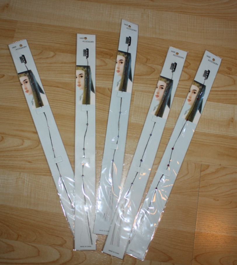 10 pc Hair Extensions Jewelry Multi Color Stones with Comb Clip