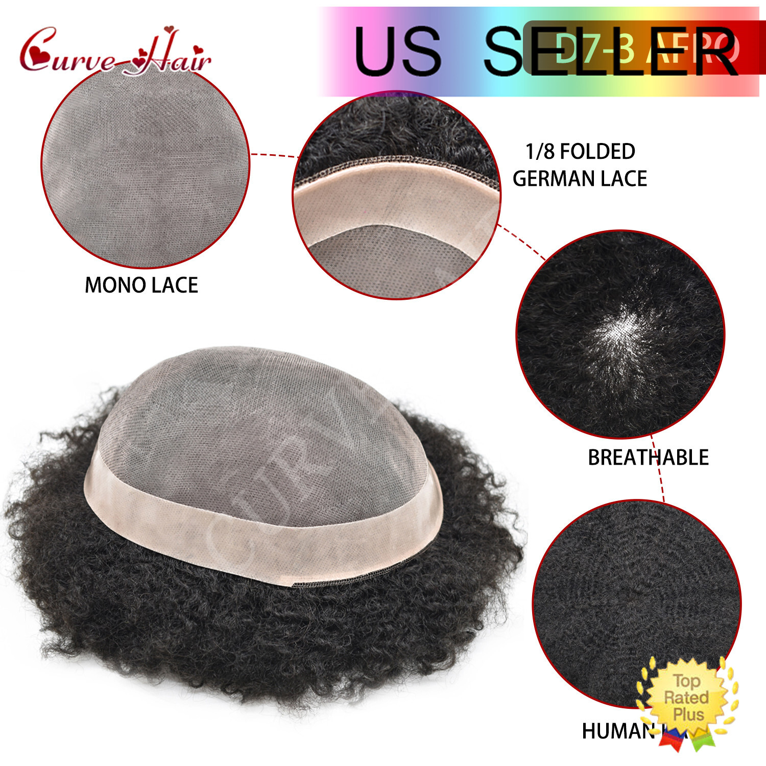 Hair Units for Black Men Afro Kinky Curly Fine Mono Lace Men Toupee Hair System
