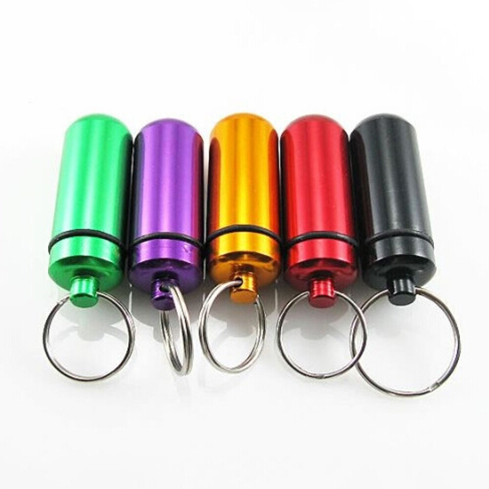 2/5/10 Waterproof Small Metal Medicine Pill Box Bottle Holder Container Keychain
