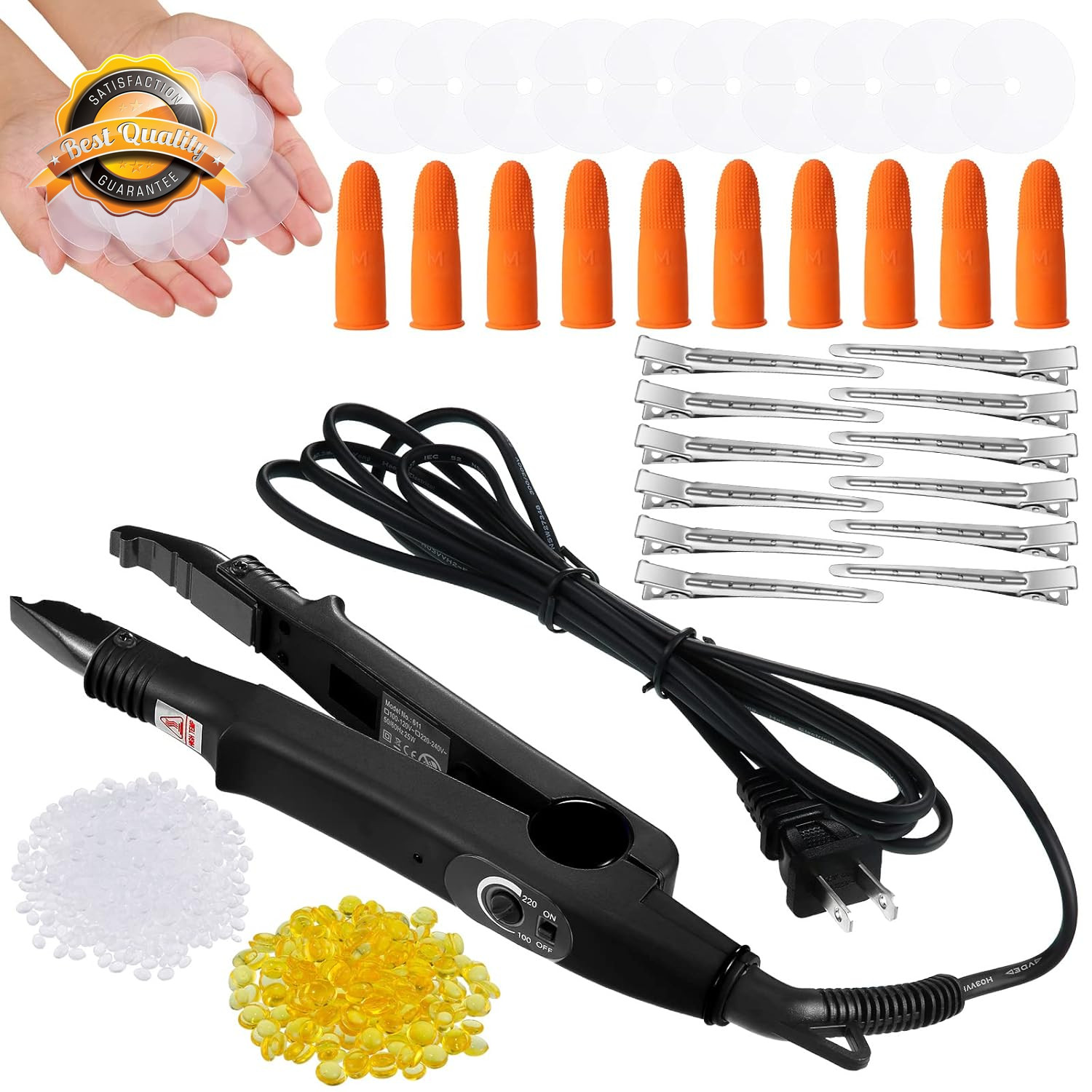 Hair Extension Fusion Iron Keratin Heat Connector Tool Kit Black