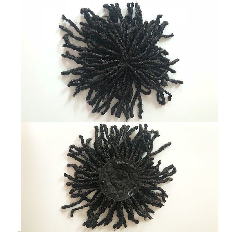 Short Afro Curly Dreadlock Toupee for Men Synethetic Black African American Wigs