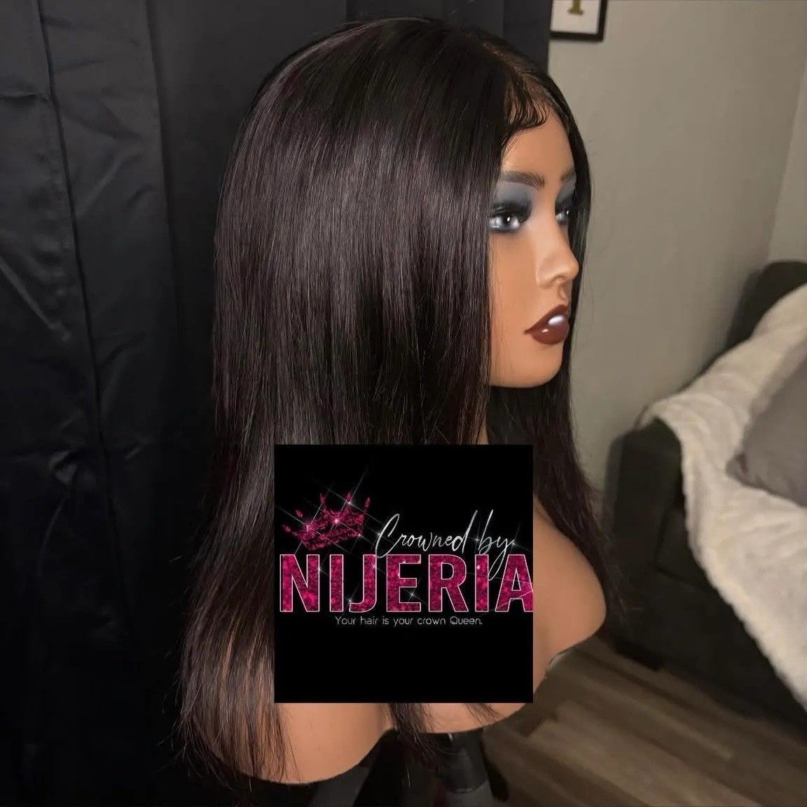 18inch Straight Middle Part Jet Black 100% Human Hair 4×4 inch Lace Closure Wig