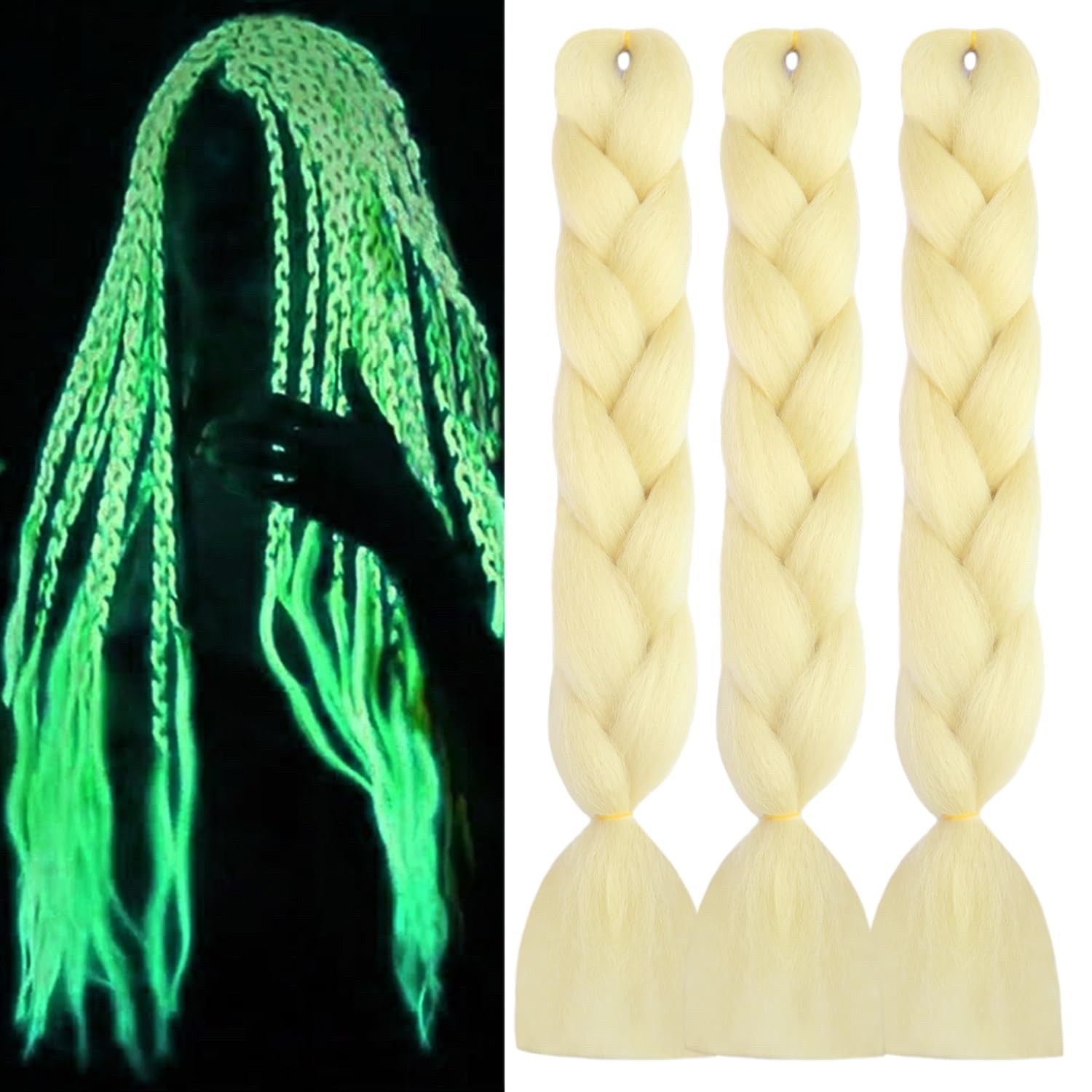 Glow in the Dark Braiding Hair Extensions – Neon Light Synthetic Jumbo Braid