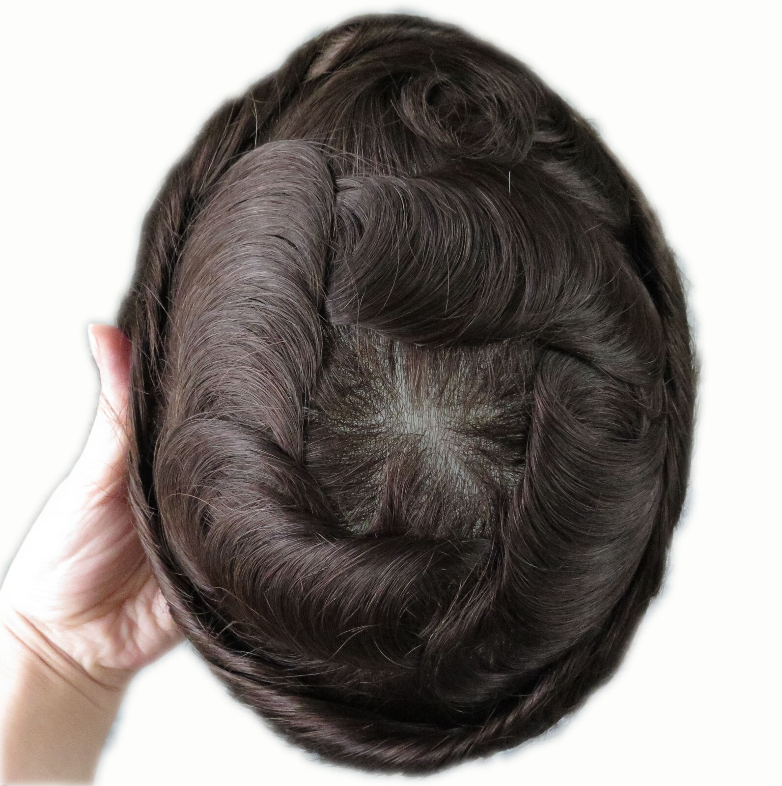 Mens Toupee Human Hair Replacement System V-loop 0.03mm Super Thin Skin #2