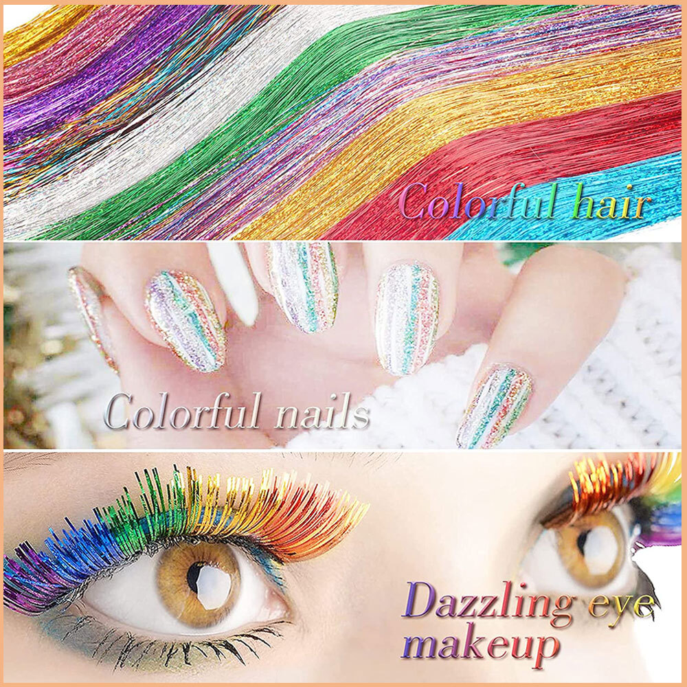 Sparkle Hair Tinsel Holographic Glitter Extensions Tinsel Kits False Hairstyling