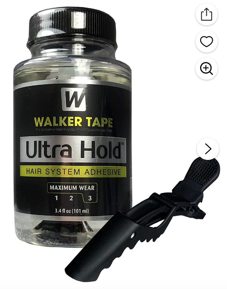 Walker Ultra Hold Adhesive Hair System 3.4oz Bundle with Brush and Hair Clip