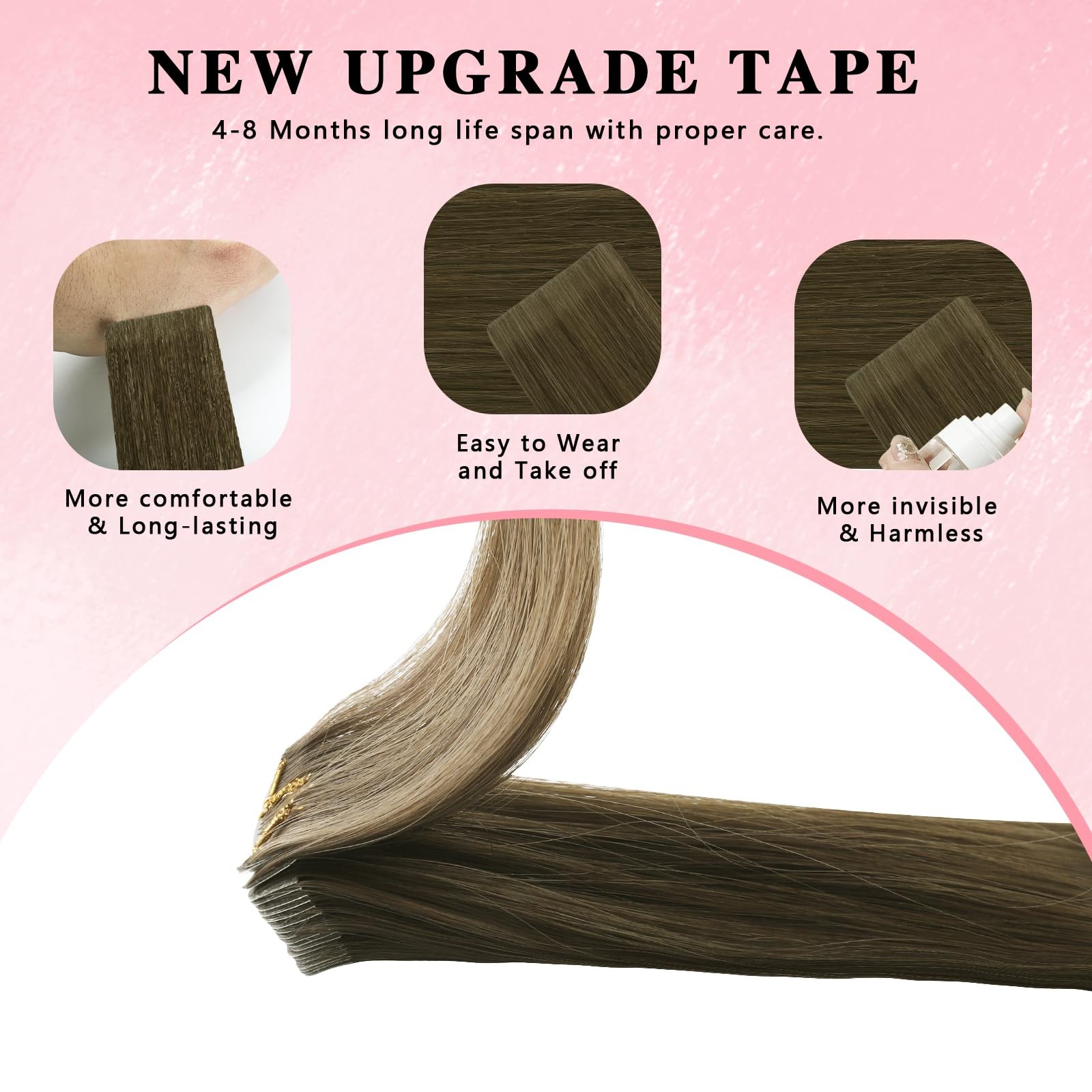 Abh Amazingbeauty Hair Invisi Edge Tape In Hair Extensions Real Human Hair