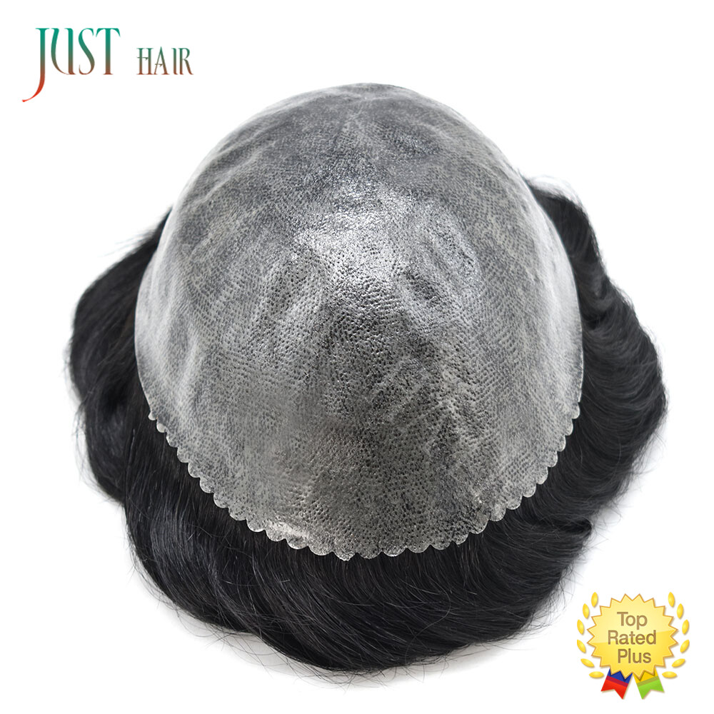 Mens Human Hair Replacement System Injection Skin Men Toupee Wig Hairpieces US