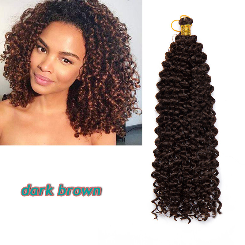 Water Wave Kinky Curly Crochet Braiding Hair Extensions 14 Inch 6 Bundles Black
