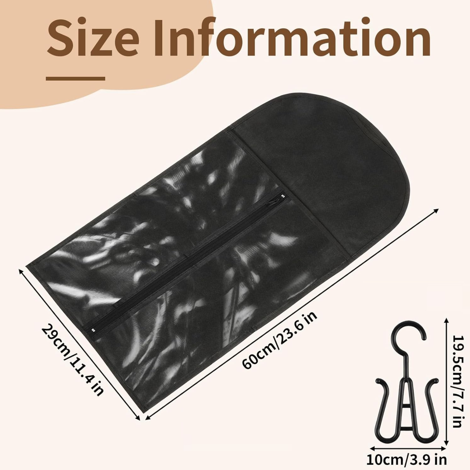 6 PCS Hair Extension Holder Wig Storage Bags with Hanger Wig Holder (Black)