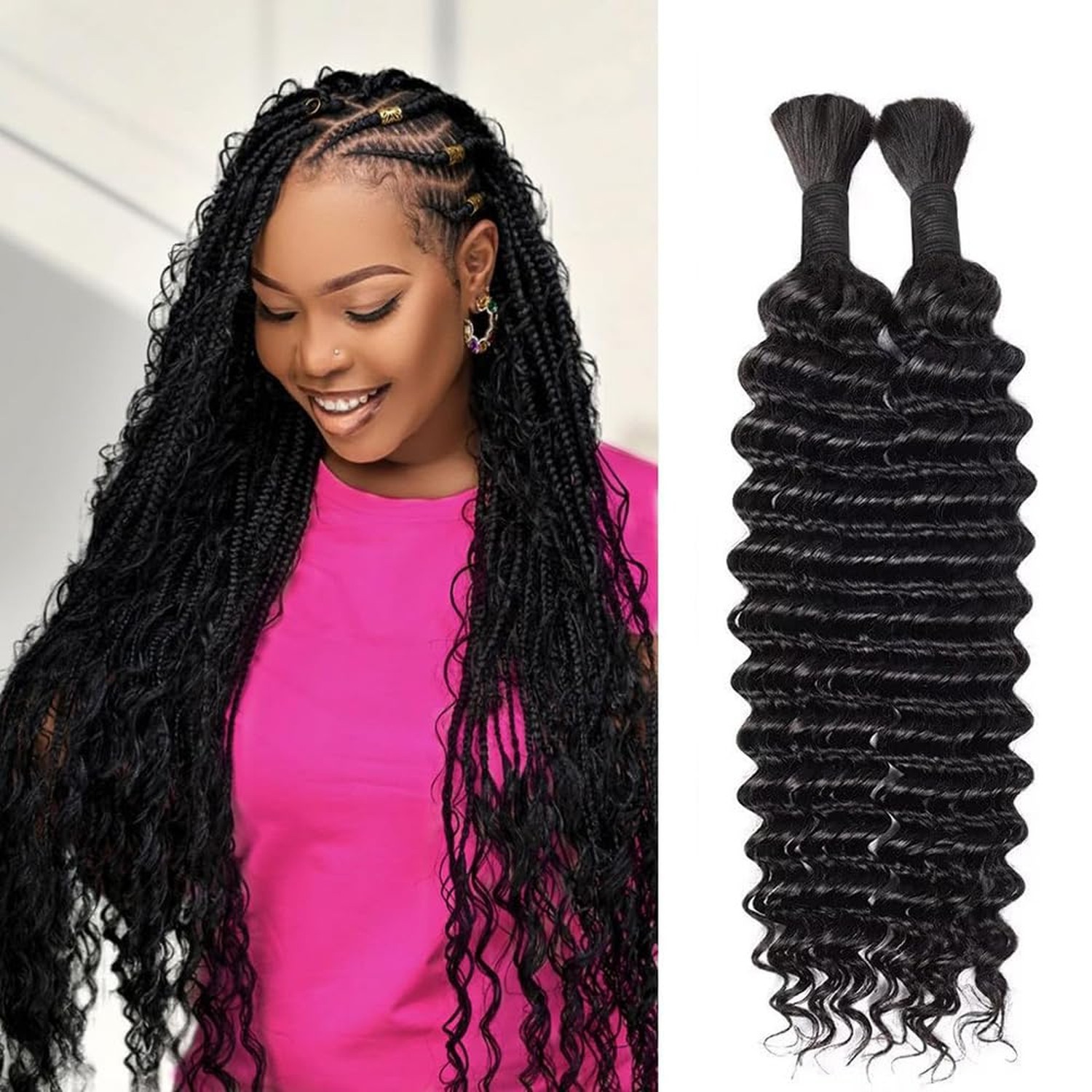 Human Braiding Hair for Boho Braids Human Hair 100g 2 Bundles Deep … Fast Ship