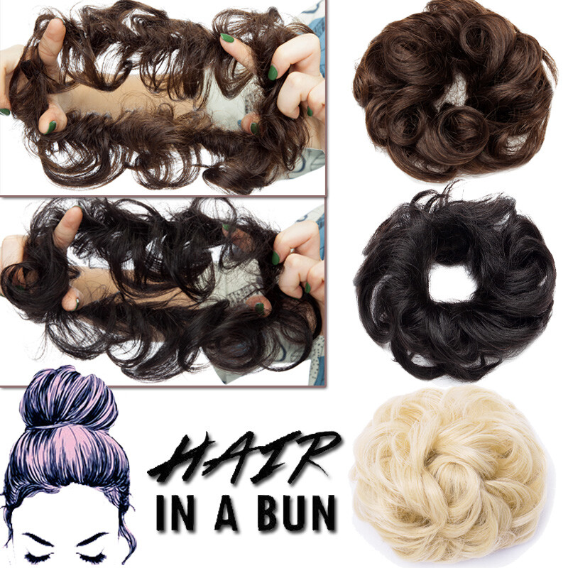 Real Remy Human Hair Bun Curly Messy Bun Hair Piece Scrunchie Updo Extensions