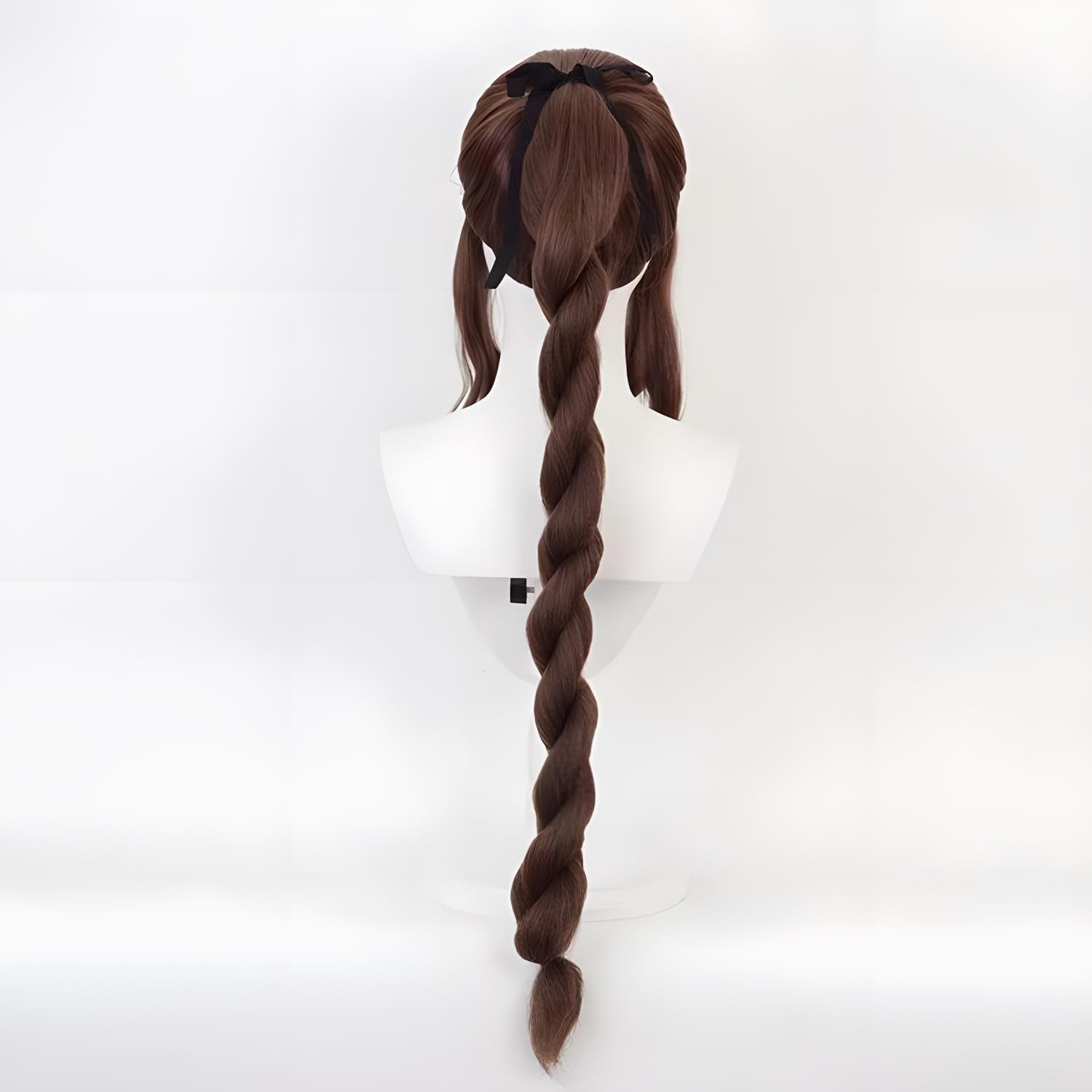 Natural Brown Long Braided Wig with Curtain Bangs Full Cap Cosplay Wig for Wo…