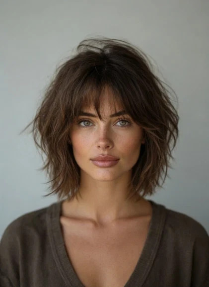 Real Human Hair New Fashion Gorgeous Long Natural Brown Wavy Women’s Wigs 14InRe