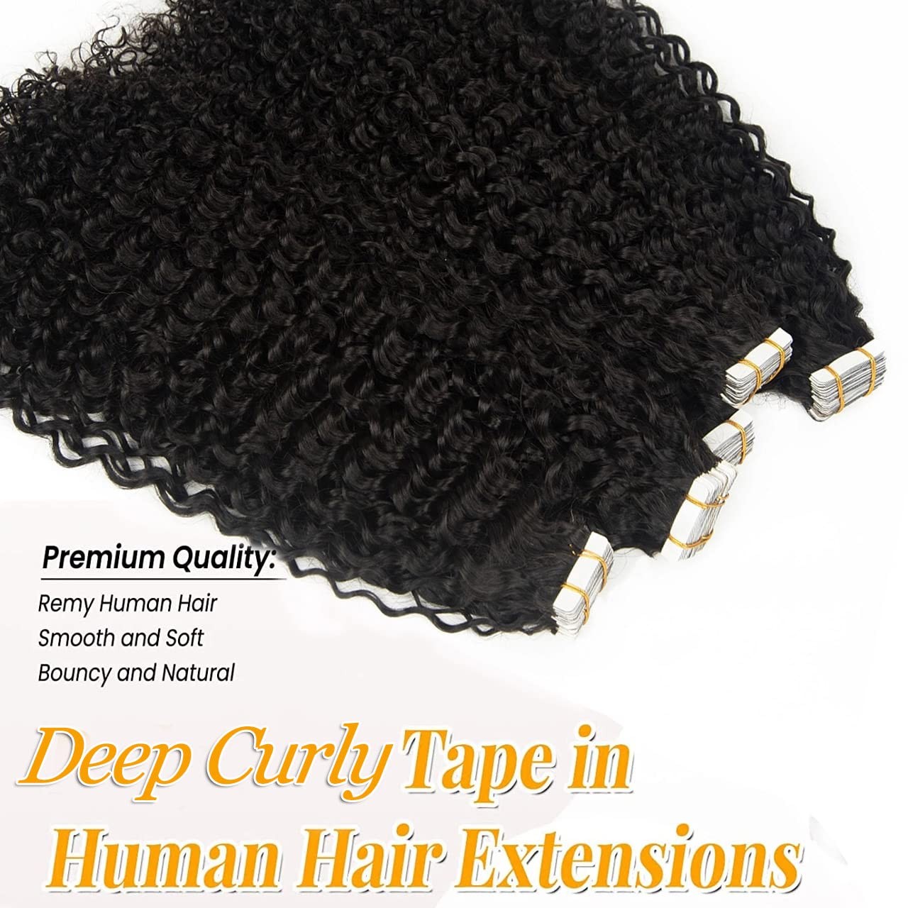 Smartinnov Afro Curly Tape In Hair Extensions Human Hair 18 Inch Seamless Skin