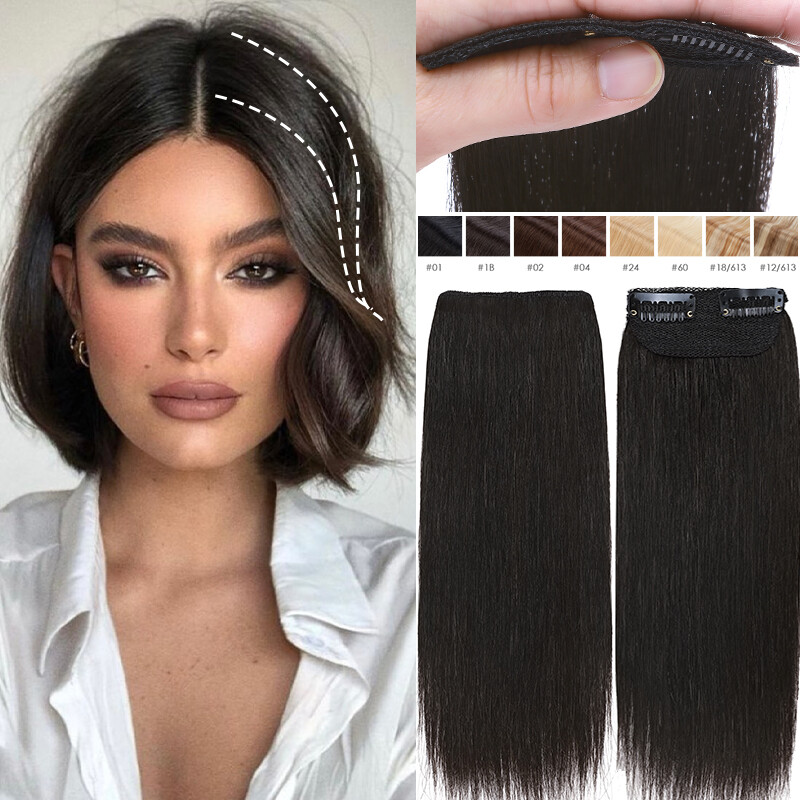 Soft Human Hair Clip In Extensions Thick Mini Padding Hairpiece Patch HAIRRO